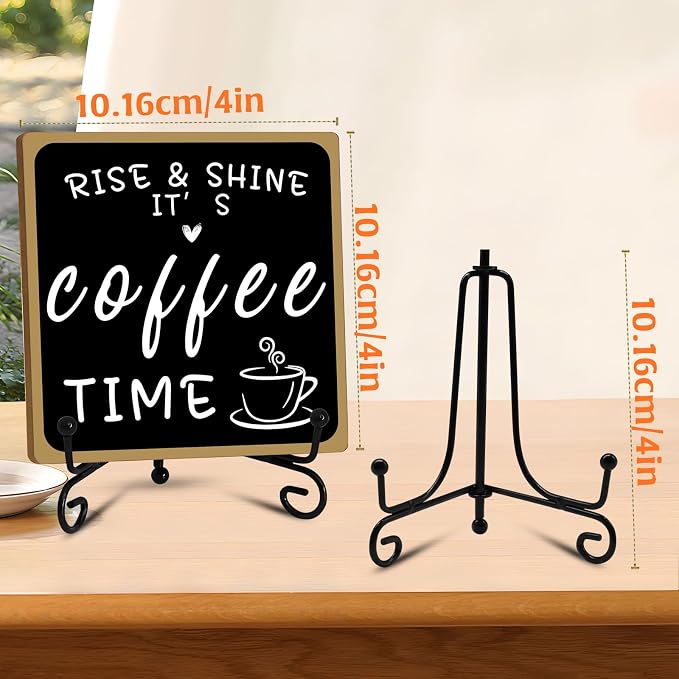 Wooden Coffee Bar Sign Coffee Bar Decor, Coffee Bar Decorations Black and White with Iron Stand Bar Tabletop Shelf Accessories, Coffee Signs Decors for Coffee Station Home Farmhouse Kitchen & Office - Image 6