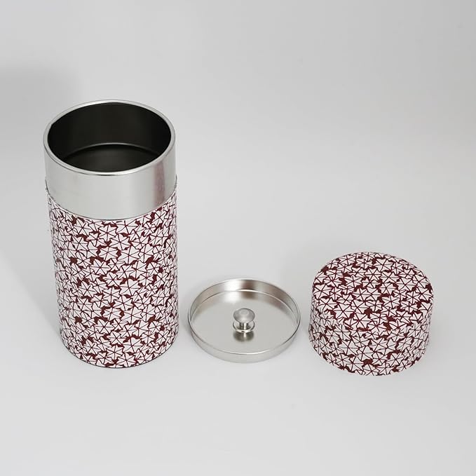 Kyoto Floral Tin Tea Canister - 7 oz Traditional Japanese Yuzen Paper Design, Airtight Storage for Fresh Tea Leaves, Ideal for Tea Ceremony Accessories Collection (Purple)