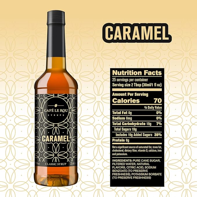Café Le Rou Coffee Syrup Variety 5-Pack- 25.4 oz Vanilla, French Vanilla, Caramel, Salted Caramel, Hazelnut, *Includes 5 Syrup Pumps*, Flavoring Syrup for Coffee, Tea and Espresso