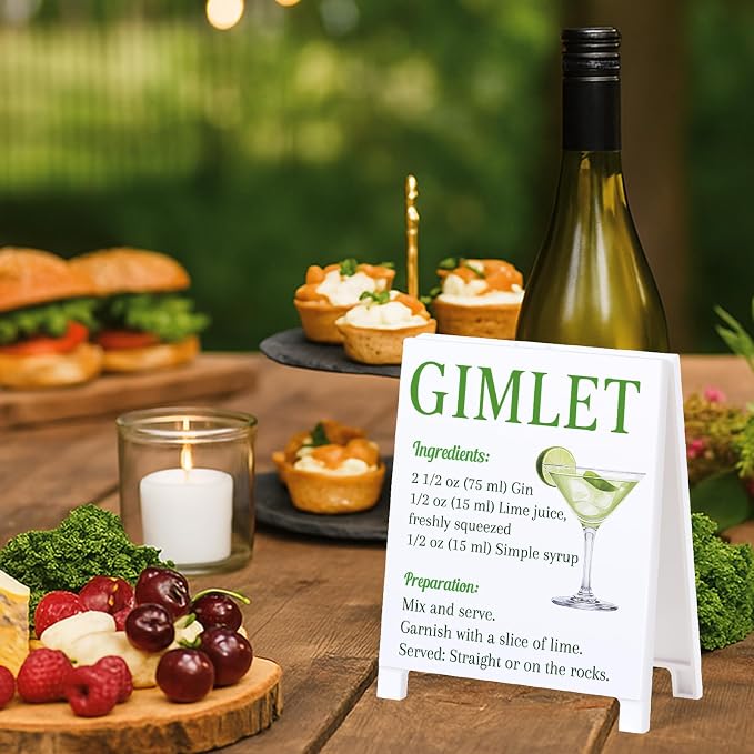 Gimlet Recipe Rustic Bar Decor for Home Cafe Farmhouse Cocktail Sign for Kitchen Bar Cart Accessories Mixology Christmas Gift for Bartender Men Women New Couple - 5.59 x 4.33 inch Acrylic Sign - Image 3