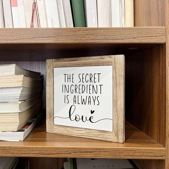 Warm Wooden Box Signs for Home - Kitchen Shelf Decor Set, Housewarming Gift, Mom Gift - The Secret Ingredient is Always Love - Image 5