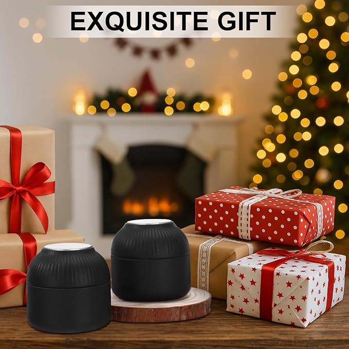 50 Pcs Mini Tea Tin Canister with Airtight Double Lids 2.5 oz Bulk Small Round Metal Tinplate Tea Tin Can Tiny Kitchen Containers for Loose Teas Spices Coffee Herb Sugar Candy (Black)