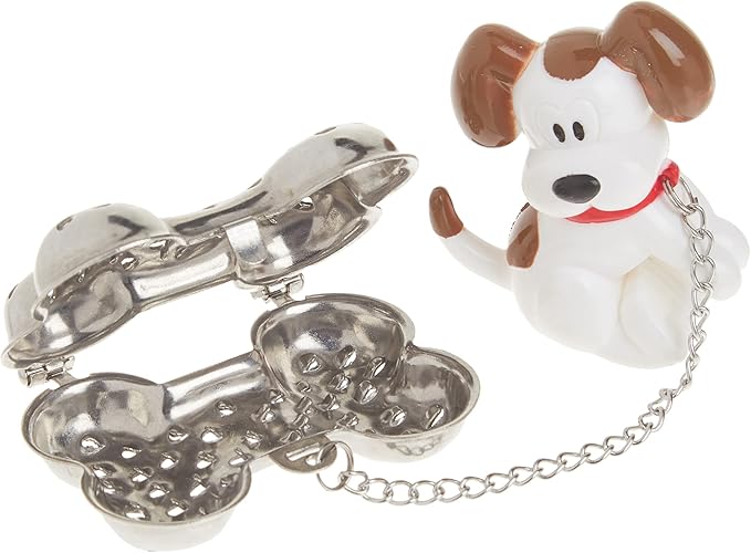 Joie Woof Tea Ball Infuser, Steep and Strain Loose Leaf Tea, Securely Sits on Side of Mug, Cute Dog Design, Stainless Steel, BPA-Free