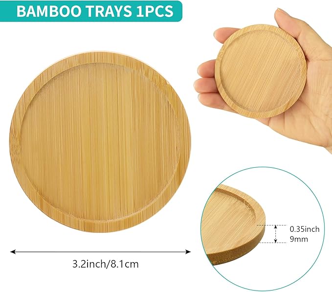 1Pc Round Bamboo soap Dispenser Tray, Bathroom Countertop Tray Bamboo Coasters Trays Dresser Jewelry Ring Dish Comestic Holder Bathtub Organizer, Ideal for Jewelry, Cosmetics, and Small Items (1)