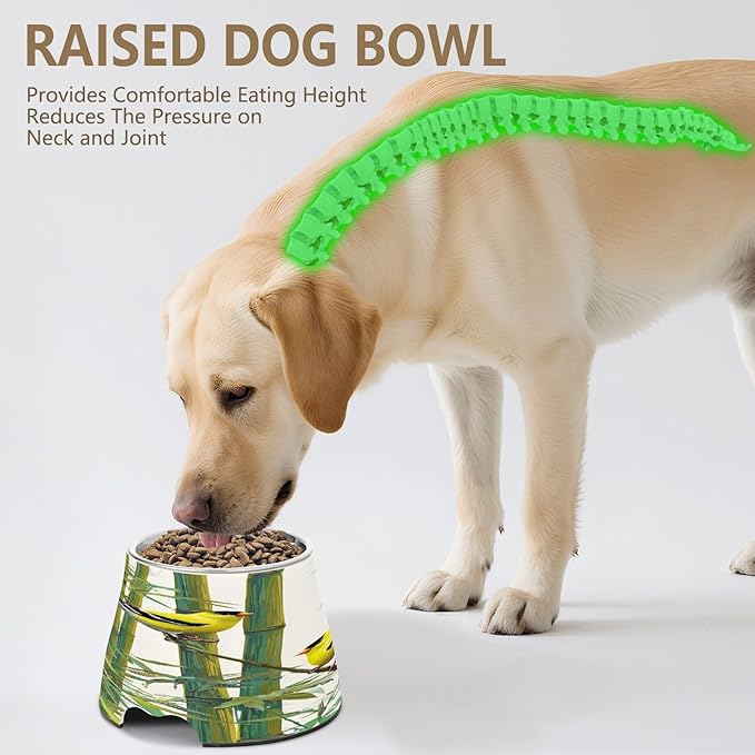 Yellow Birds bamboos 3D Pets Food Bowls Non Slip Stainless Steel Cats Food Bowls for Dogs Cats Rabbits Birds Whisker Relief