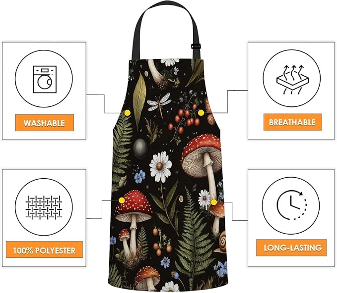 Vintage Woodland Nature Kitchen Apron, Unisex-Adults, Multicolor, 31" x 27" Adjustable Apron for Cooking, Baking, Gardening - Image 4
