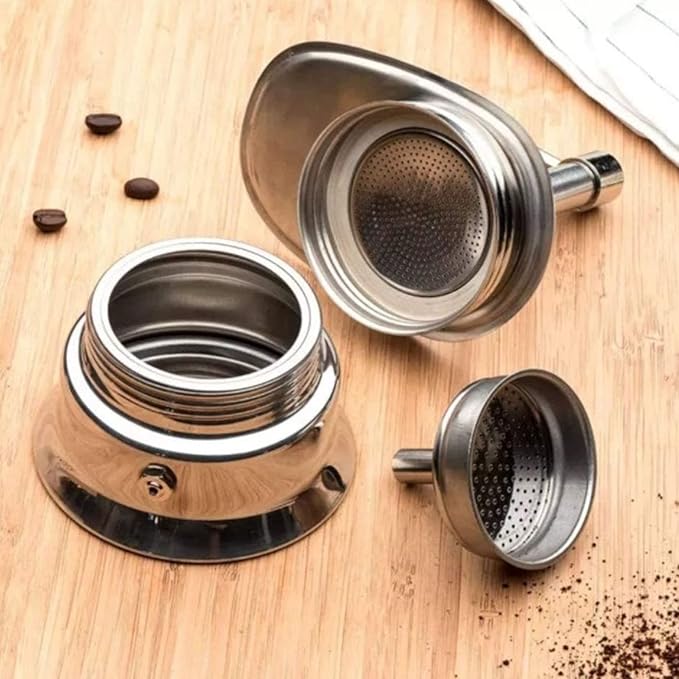 Single Spout Mocha Pot, Stainless Steel Mokapot, Portable Lightweight Stovetop Espresso Maker for Home, Office, Travel, 50ml (50ml)