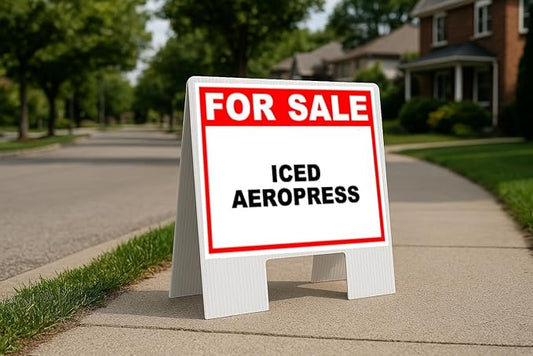 Iced Aeropress For Sale White Red Black Folding Coroplast A-Frame Double-Sided 23in x23in