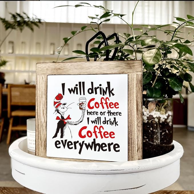 Funny Kitchen Quotes - I Will Drink Coffee Here or There, Wooden Box Signs for Home Decor - Image 4