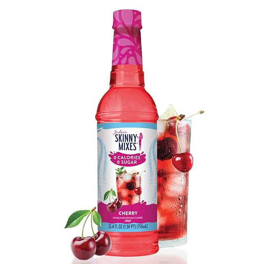 Jordan's Skinny Mixes Sugar Free Syrup, Cherry Flavor, Fruit Flavored Water Enhancer, Drink Mix for Iced Tea, Lemonade, Drinks, Low Calorie Water Flavoring, Dairy & Gluten Free, Kosher, 25.4 Fl Oz by JordansSkinnyMixes