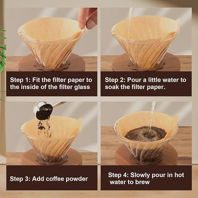 Mongdio Pour Over Coffee Maker, 20 oz High-Heat Borosilicate Glass Coffee Maker with 100pcs Paper Filters, 5 in 1 Drip Coffee Maker Set for Home Café Restaurant and Camping - 600ml, Clear