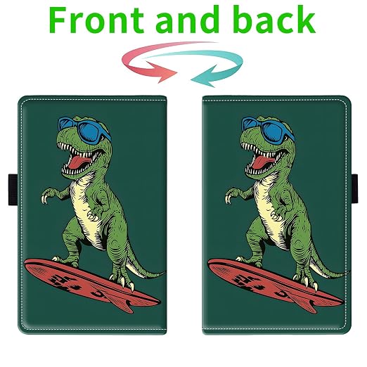 Server Books for Waitress, with 7 Large Pockets, Waiter Serving Book, Waitstaff Server Order Pads, Cute PU Leather Server Book with Pen Holder Fit Server Apron,Surfing Dinosaur - Image 2