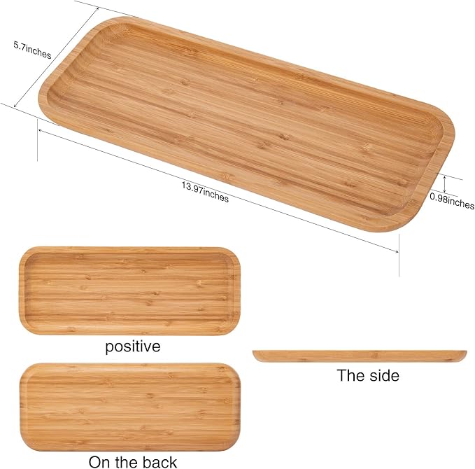 Bamboo Tray Bamboo Plates 13.8 x 5.9 x 1 Inches Serving Tray Elegant Appetizer Plates Steak Plate Coffee Tea Serving Tray Fruit Platters Party Dinner Plates Sour Candy Tray
