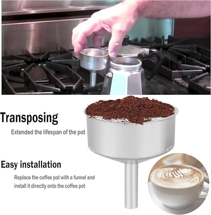 Coffee Pot Replacement Funnel Fits for Mocha Coffee Maker Pot 6-Cup,Moka Pot Funnel Replacement(1 Pcs 6-Cup）