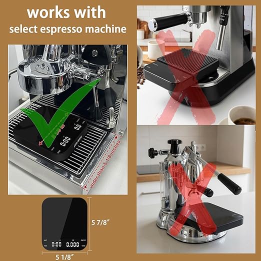 Premium Pour Over Coffee Scale with Timer, 0.1g High Precision Digital Espresso Scale for Portafilter Weighing & Coffee Beans. Large Wide Base Gram Scale for Kitchen, Chemex & French Press (Black)