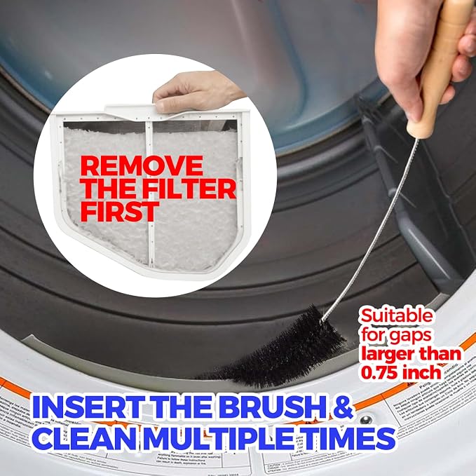 Holikme 3 Pieces Dryer Vent Cleaner Kit - Lint Removal Cleaning Tool, Dryer Vent Trap Vacuum Brush, Long Flexible Refrigerator Coil Brush,Crevice Gap Cleaning Tool Brush - Image 3
