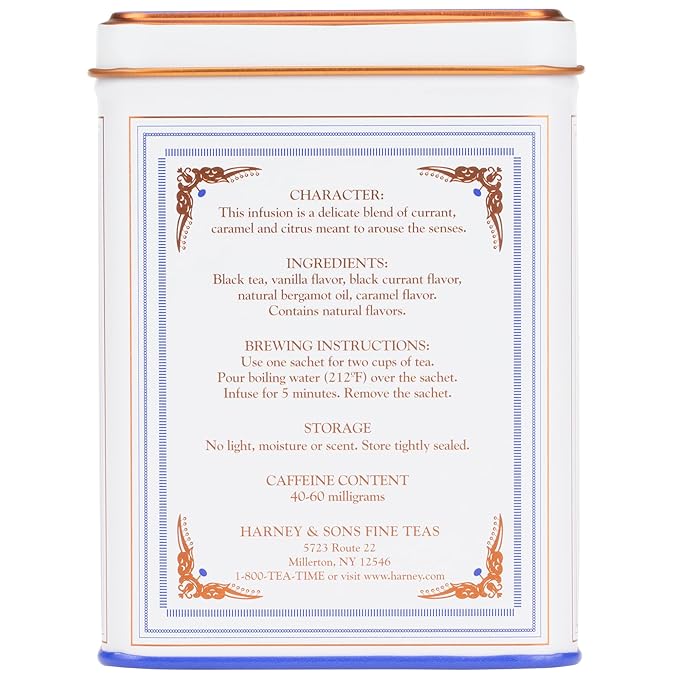 Harney & Sons Paris Black Tea – 20 Sachets | Fruity Vanilla & Caramel Blend with Hint of Lemony Bergamot