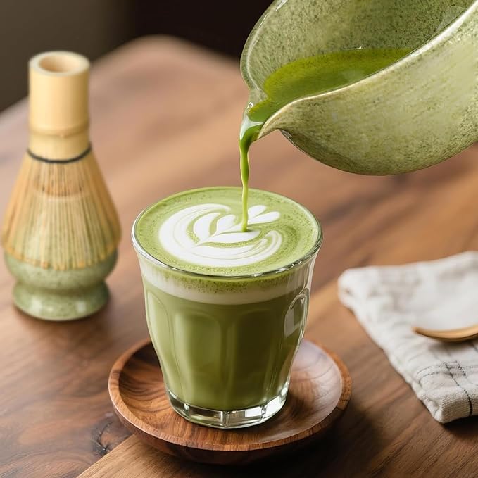 8 Pcs Matcha Whisk Set, Matcha Bowl with Spout, Matcha Whisk Holder, Scoop, Sifter, Matcha Kit for Ceremony, Gift for Matcha Lovers on Christmas, Birthday, Halloween
