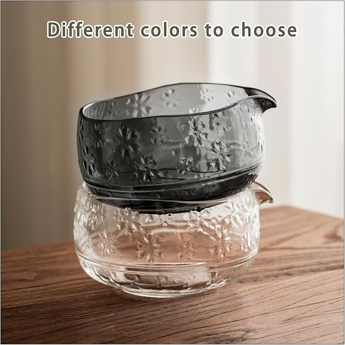 Matcha Whisk Set, Glass Matcha Kit Set Includes Matcha Bowl, Matcha Whisk and Holder, Bamboo Scoop, Scoop Rest, Sifter and Tea Towel - 7 Pcs Matcha Kit for Matcha Lovers (Black Gray)
