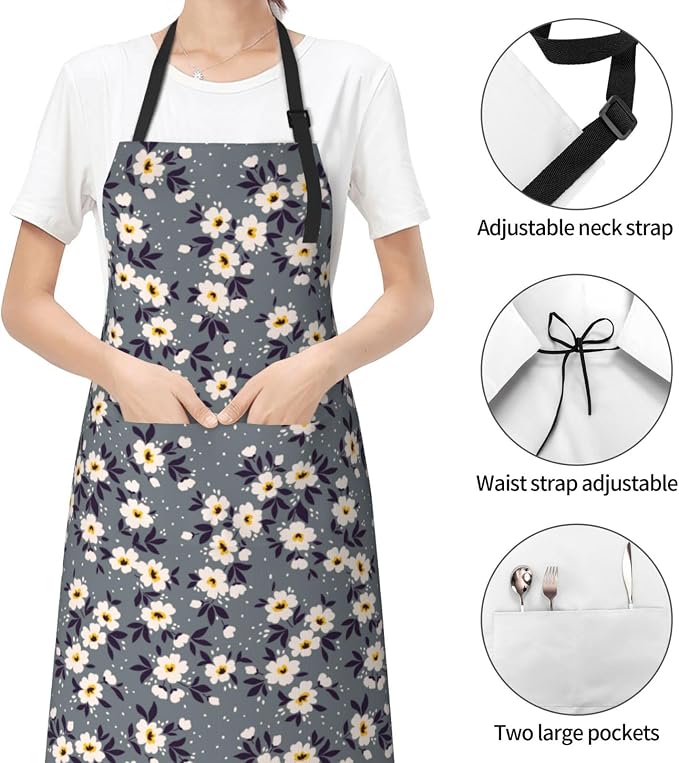 Perinsto Waterproof Apron With 2 Pockets Kitchen Chef Aprons Bibs For Cooking Baking Painting Gardening Grooming - Image 3