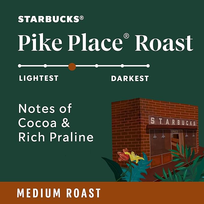 Starbucks Ground Coffee, Medium Roast Hot or Iced Coffee, Pike Place Roast, 18 oz