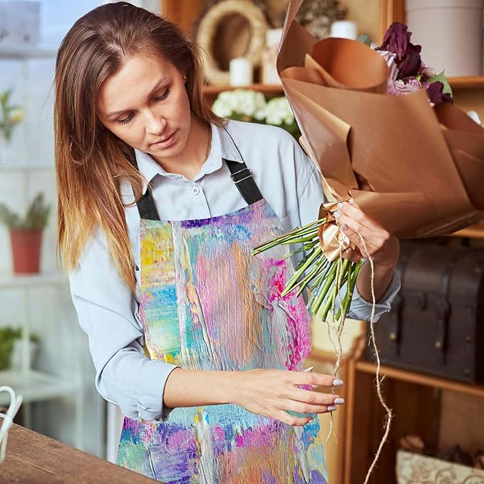 Oil paints cover Abstract print Multicolor Apron Adjustable Neck Bib Apron for Men Women,Suitable for Kitchen Cooking Waitress Chef Apron - Image 6