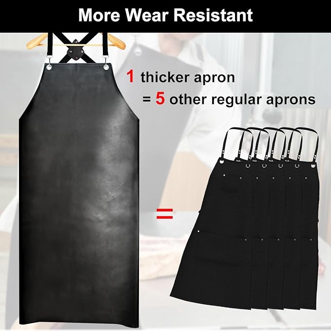 SHEOMERN Waterproof Apron 2-Pack - 43" Heavy Duty Chemical Resistant with X-Straps - for Dishwashing, Butchering, Lab Work, Pet Grooming