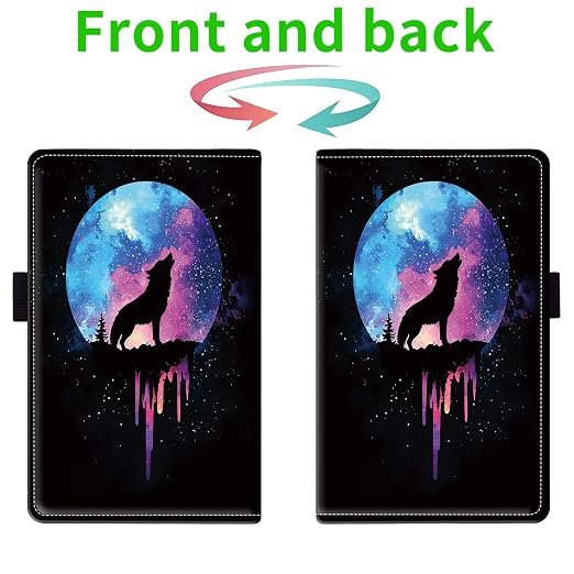 Server Books for Waitress, with 7 Large Pockets, Waiter Serving Book, Waitstaff Server Order Pads, Cute PU Leather Server Book with Pen Holder Fit Server Apron,Wolf Howling at Moon - Image 2