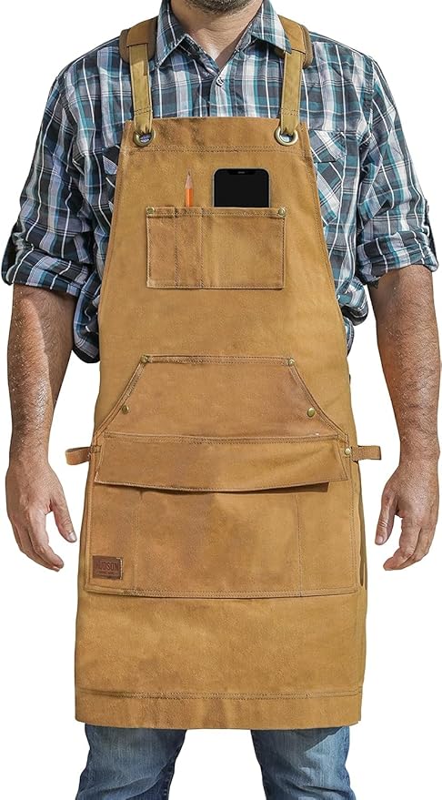 Hudson Durable Goods - Woodworking Edition - Waxed Canvas Apron - Brown by HudsonDurableGoods