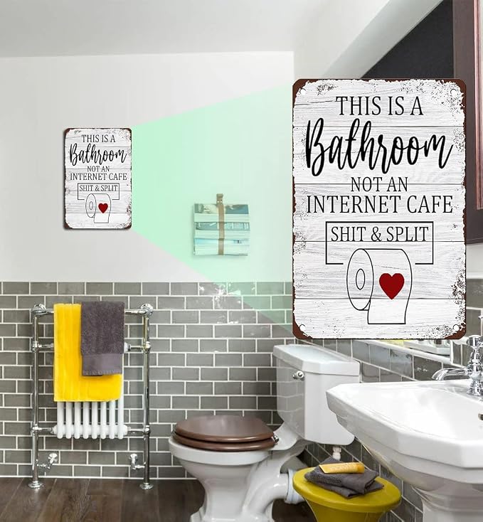 Mesibo Funny Sarcastic Bathroom Toilet Decor Sign This Is A Bathroom Not An Internet Cafe Quotes Wall Art Vintage Tin Sign 8x12 Inches - Image 3