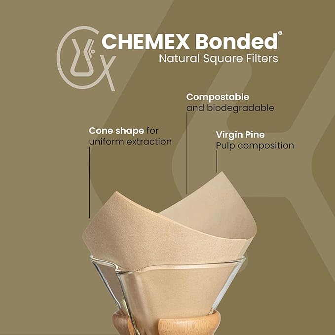 Chemex Bonded Filter - Natural Square - 100 ct - Exclusive Packaging