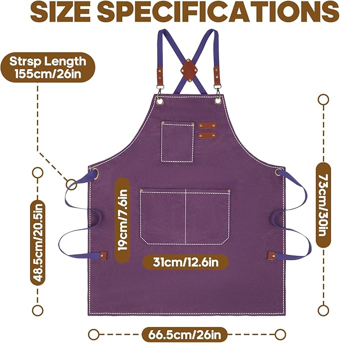 Aprons For Women Men With Large Pockets, Waterproof Cotton Chef Aprons For Cooking Server Grilling Bbq Kitchen