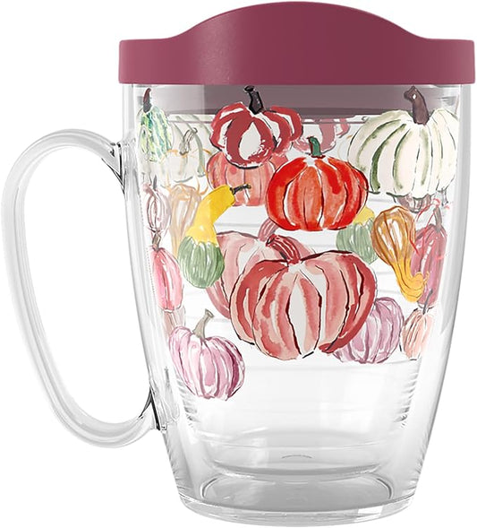 Tervis Sara Berrenson Fall Pumpkin Pattern Made in USA Double Walled Insulated Tumbler Cup Keeps Drinks Cold & Hot, 16oz Mug, Classic