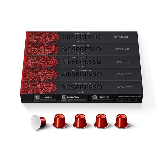 Nespresso Capsules Original Line, Ispirazione Napoli, Dark Roast Coffee Pods, 50-Count Espresso Coffee Pods,