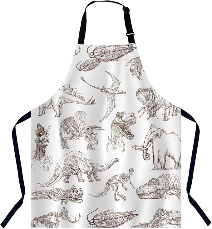Dinosaurs Waterproof Apron Kitchen Chef Aprons Bibs for Grooming Cooking Baking Painting Gardening by Unknown