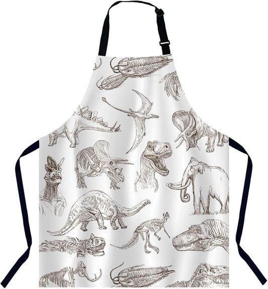 Dinosaurs Waterproof Apron Kitchen Chef Aprons Bibs for Grooming Cooking Baking Painting Gardening by Unknown