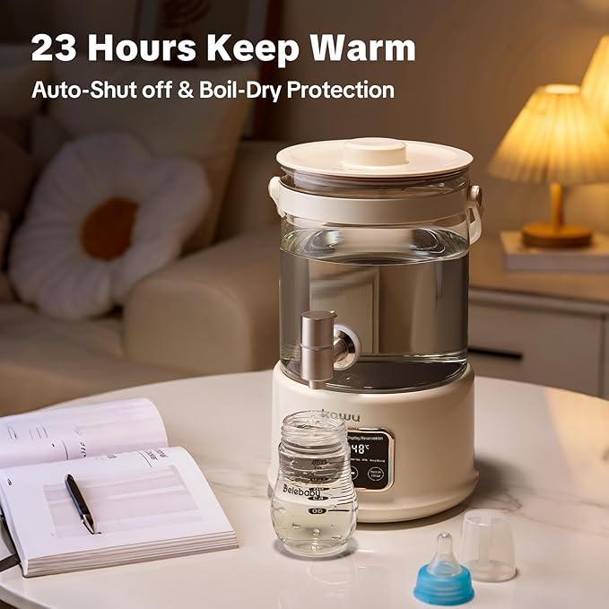 Kawu 2.5L Electric Water Boiler & Warmer, 7-in-1 Glass Tea Kettle with Temperature Control, 24H Keep Warm, Stainless Steel Spout Hot Water Dispenser for Tea, Coffee, BPA Free