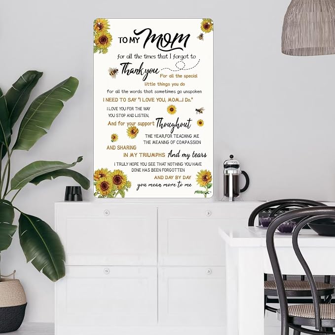 Sunflower Metal Sign for Mom - Mother's Day, Birthday, Thank You Gift - 12 x 8 inches - Image 2