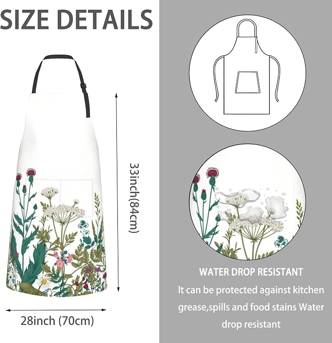 Apron, Stocking Stuffers Bib Apron with Adjustable Neck for Women, Suitable for Home Kitchen Cooking Apron - Image 2