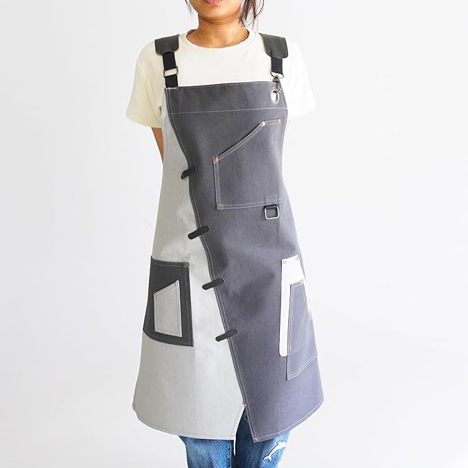 Professional Work Apron for Men & Women – 100% Cotton with waterproof Membrane, Cross Back Straps