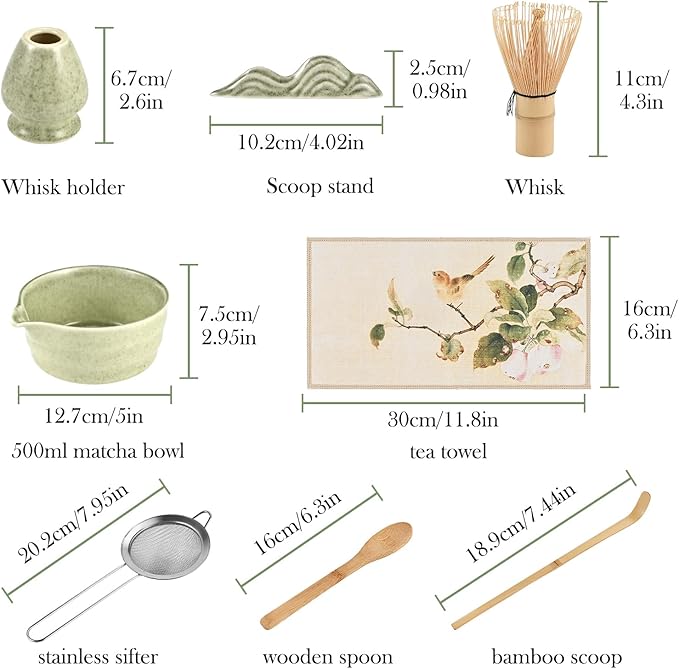 Matcha Whisk Set, 8 PCS Matcha Bowl Set with Whisk and Tea Scoop - Traditional Matcha Kit for Authentic Matcha Preparation, Perfect for Gift