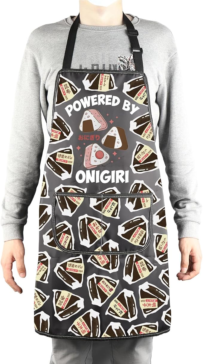 MBMSO Japanese Cuisine Gifts Powered by Onigiri Apron for Cooking BBQ Grilling Asian Rice Ball Apron Asian Food Lover Gifts - Image 4