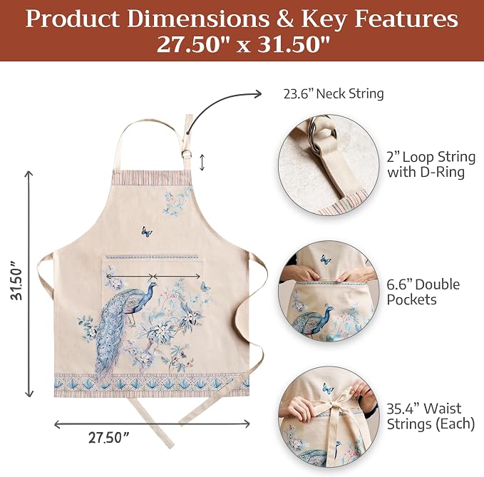Maison d' Hermine 100% Cotton Apron for women with Pocket Kitchen Chef Apron for Men Cooking Mothers Day Gifts - Image 5