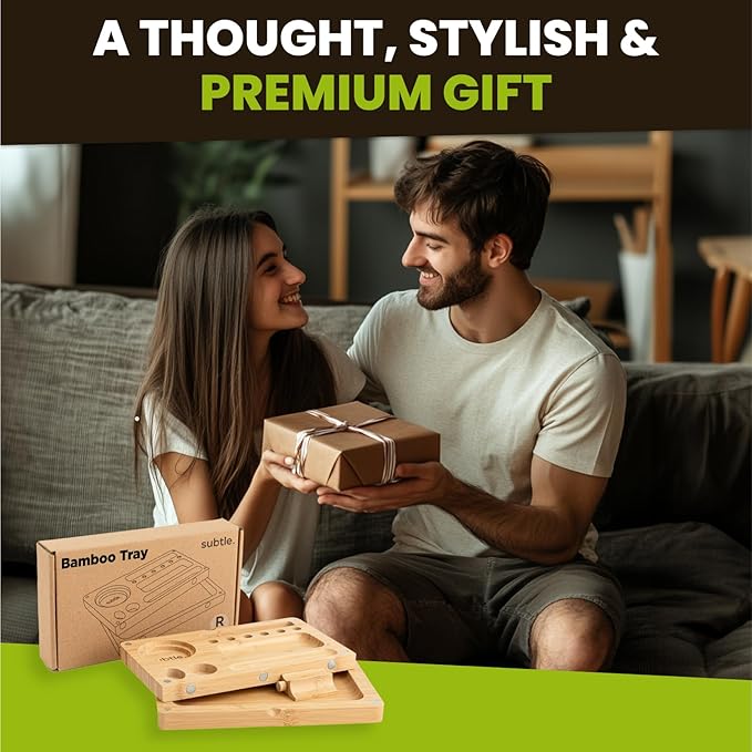 Foldable Bamboo Tray with Magnetic Lid - Durable, Easy to Clean - Portable, Perfect for Home Storage or Travel, Decorative-Tray - Gifts for Him - 8.5" x 5"
