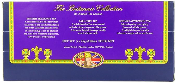Ahmad Tea Britannia Collection, Loose Tea, Three Variety Flavors, 3 Count Box of 0.88 Ounce Tin