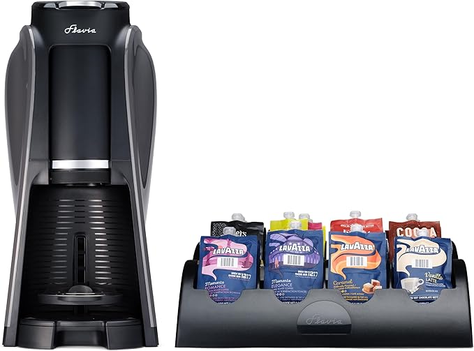 Flavia Aroma Brewer Bundle with 84 Freshpacks and 1 Merchandiser - Coffee Machine, Makes Coffee, Lattes, Tea, and other Hot or Iced Beverages with Single-Serve Freshpacks, Multiple Brew Sizes, Grey
