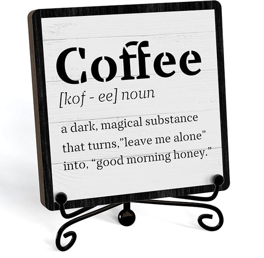 Coffee Bar Decor For Bar, Funny Cute Coffee Signs For Station Cafe Shop, Table Desk Kitchen Shelf Corner Decorations And Accessories (coffe-05) by JUSITAKEET