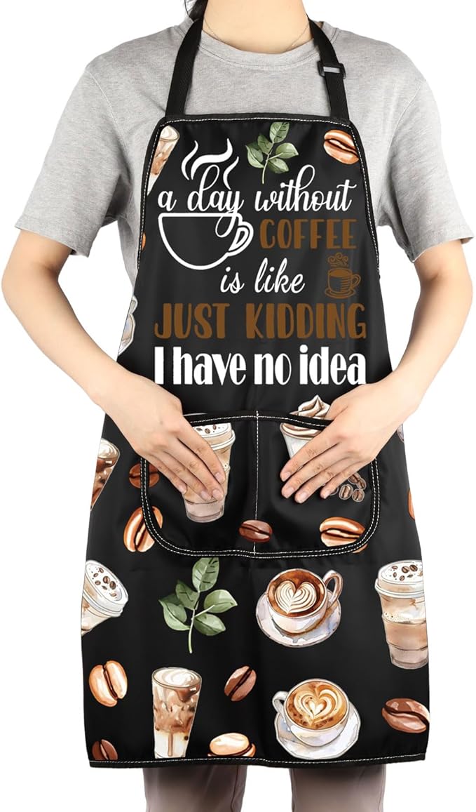 JNIAP Coffee Apron for Barista - Themed Apron for Coffee Shop, Server, Lover Gift
