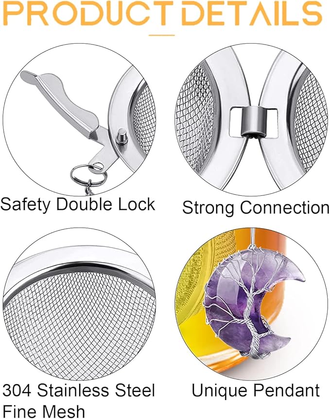 Tea Infuser Tea Strainer Tea Diffuser for Loose Tea Amethyst Tree of Life Wire Wrapped Crescent Moon Pendant Reiki Healing Crystal Stone Tea Ball Tea Filter Gifts for Women
