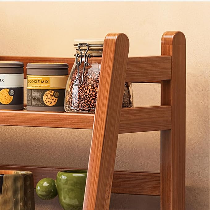 Coffee Station Organizer, Mug Holder Countertop, Kitchen Counter Shelf for Tea Coffee Bar Accessories, Matcha Stand, Cup Display, Condiment Storage Rack, 2 Tier, Brown - Image 6